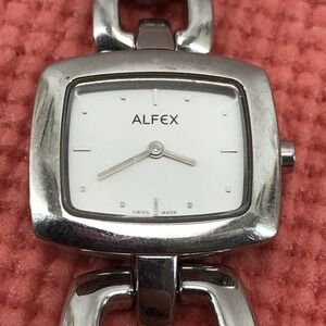 Alfex Swiss Made Women's Watch Silver Tone Bracelet Band Needs Battery